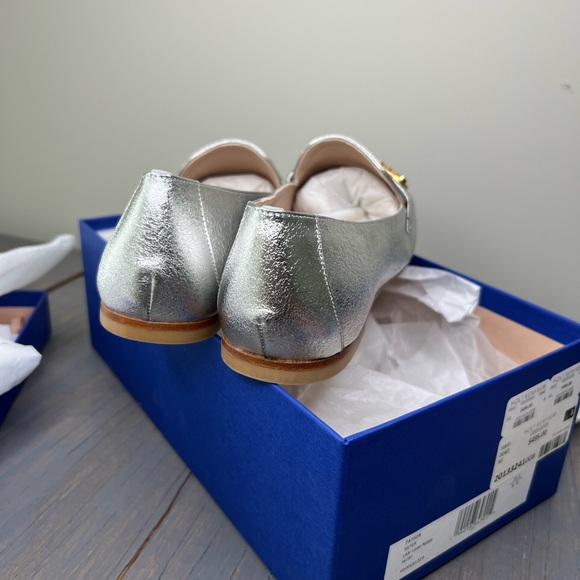 Brand New Stuart Weitzman Silver Loafers Size 8 - Picture 10 of 13